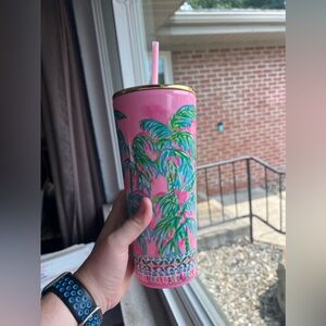 Lilly pulitzer straw tumbler, like new